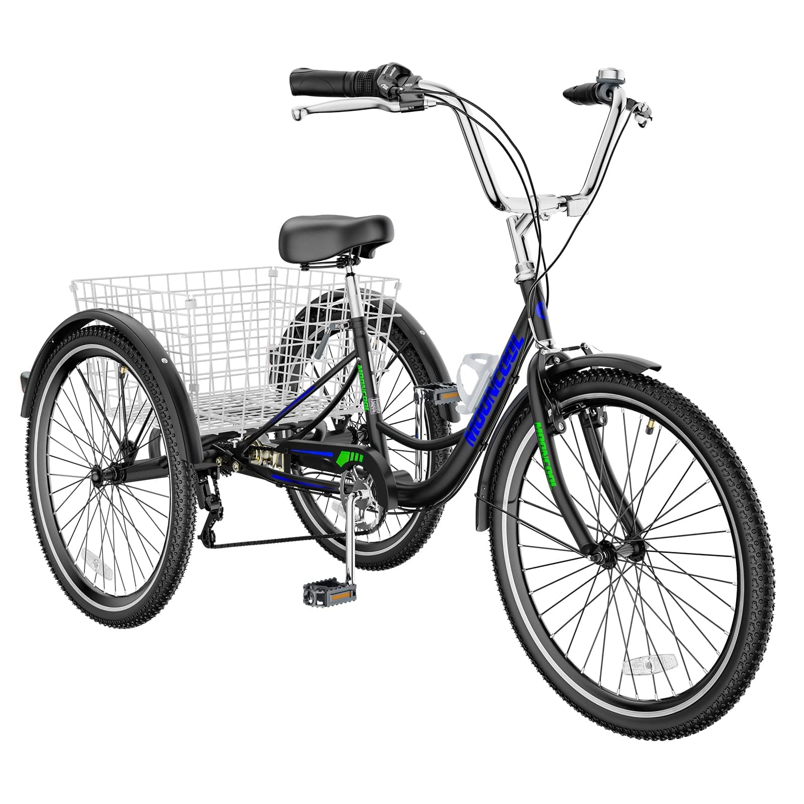Slsy Adult Tricycles 7 Speed, Adult Trikes 20/24/26 inch 3 Wheel Bikes, Three-Wheeled Bicycles Cruise Trike with Shopping Basket for Seniors, Women, Men
