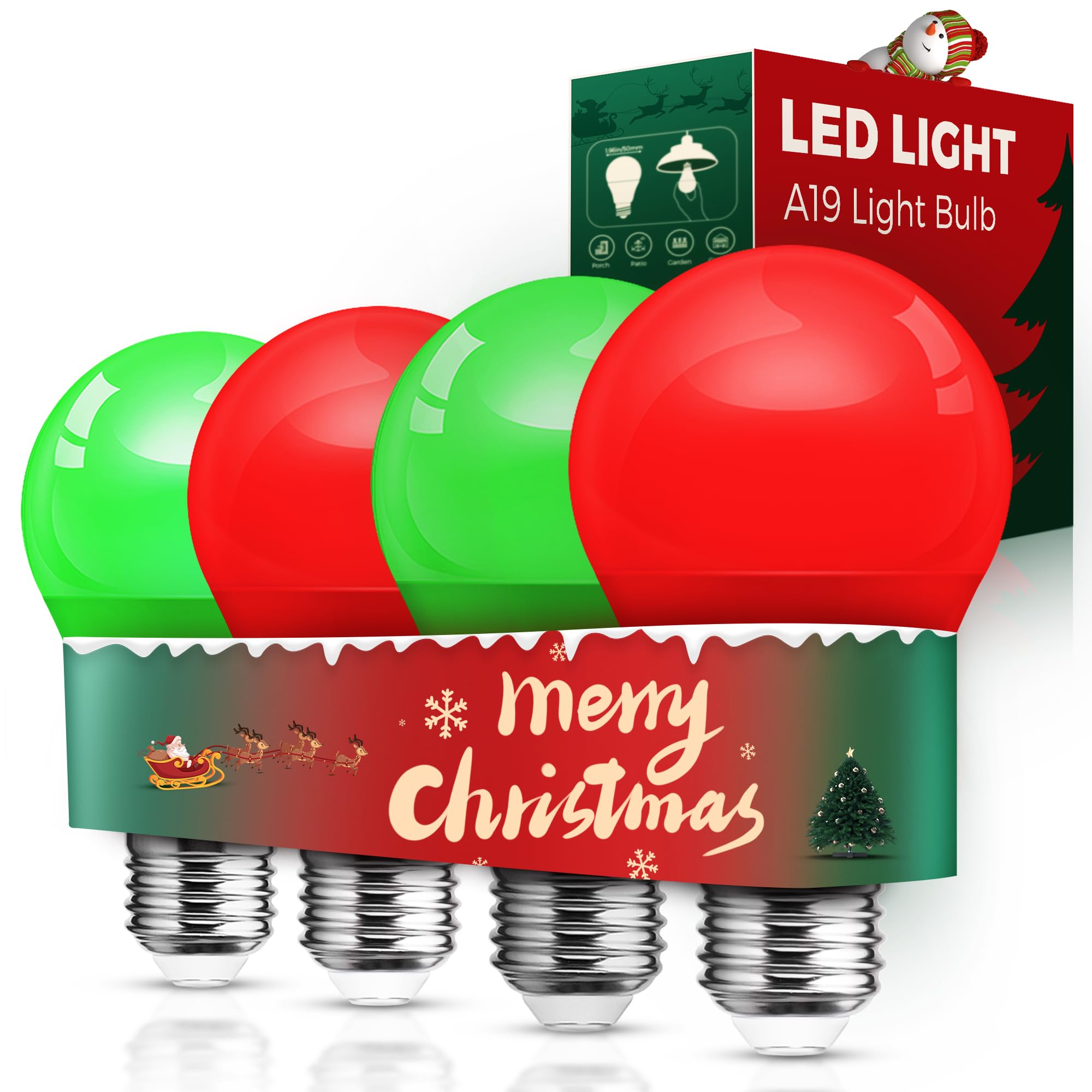 L LOHAS LED Red and Green Light Bulbs Outdoor for Christmas Decoration