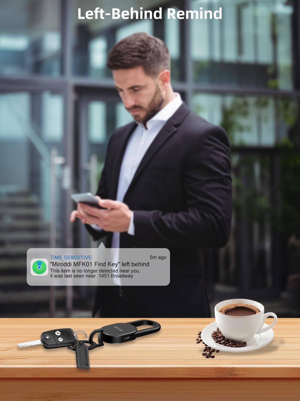 Miroddi Llavero con rastreador de llaves, llavero para hombre, funciona con Find My App (solo iOS), mosquetón con buscador de llaves GPS, dispositivo de seguimiento de llavero de coche, rastreador de