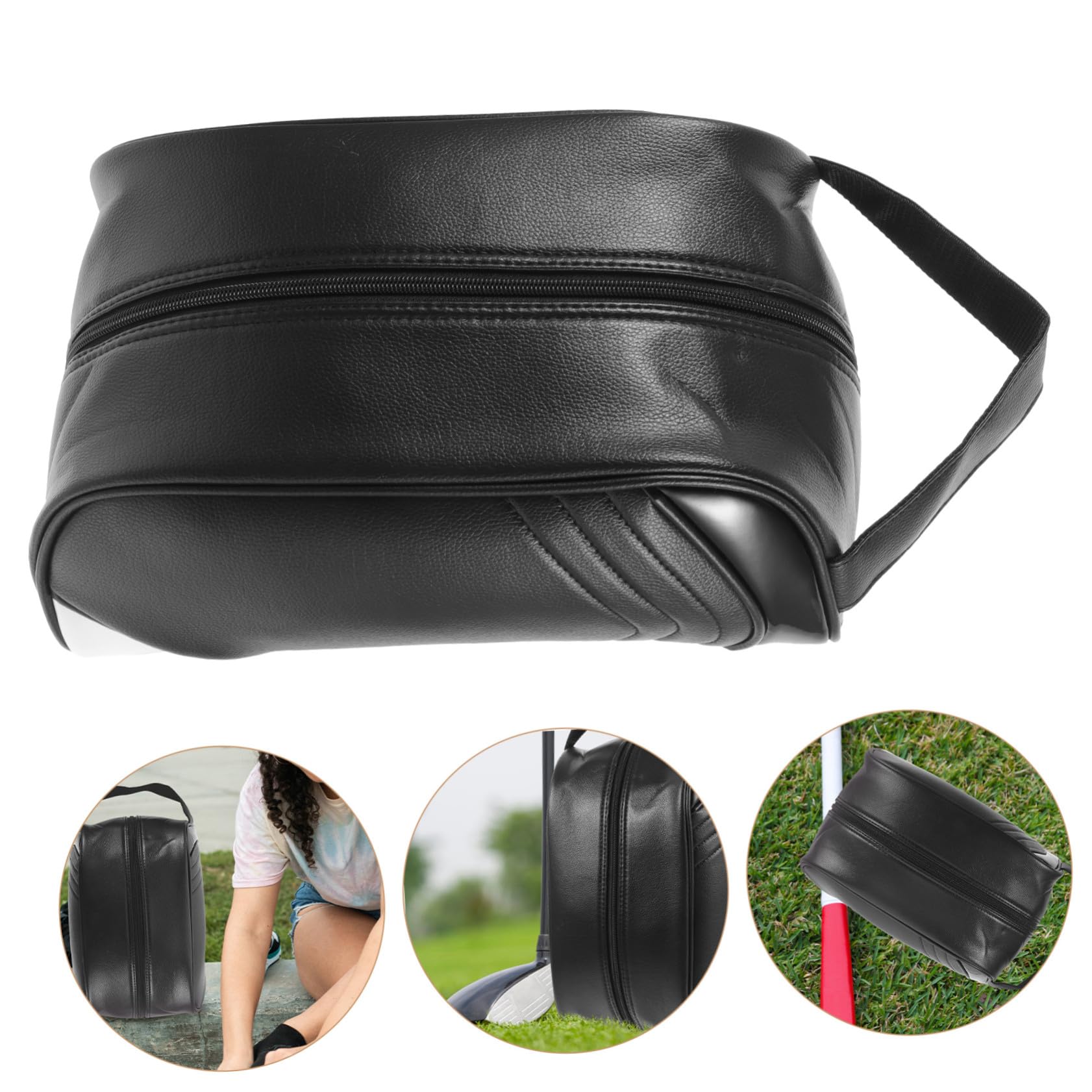 Borsa Porta Scarpe da Viaggio Pieghevole in Cuoio Nero | Zip, Resistente All’acqua, Uso Basket e Quotidiano, Formato Portatile Multiuso