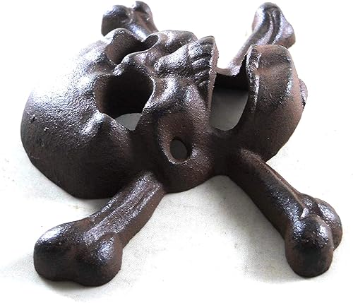 Miniatura 3 de Abrebotellas de cráneo y huesos cruzados de hierro fundido montado en la pared