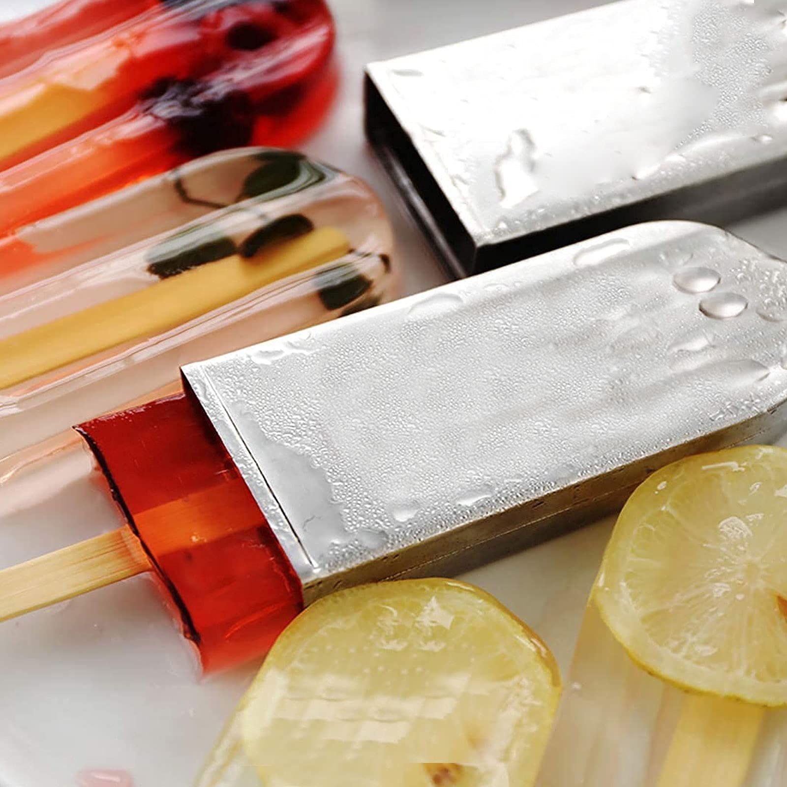 Molde para Paleta de Hielo, Molde para Helado con 10 Unidades Molde de Acero Inoxidable Popsicle Molde Pop Molde Metal Bandeja Reefrigerator Necesario Accesori,B