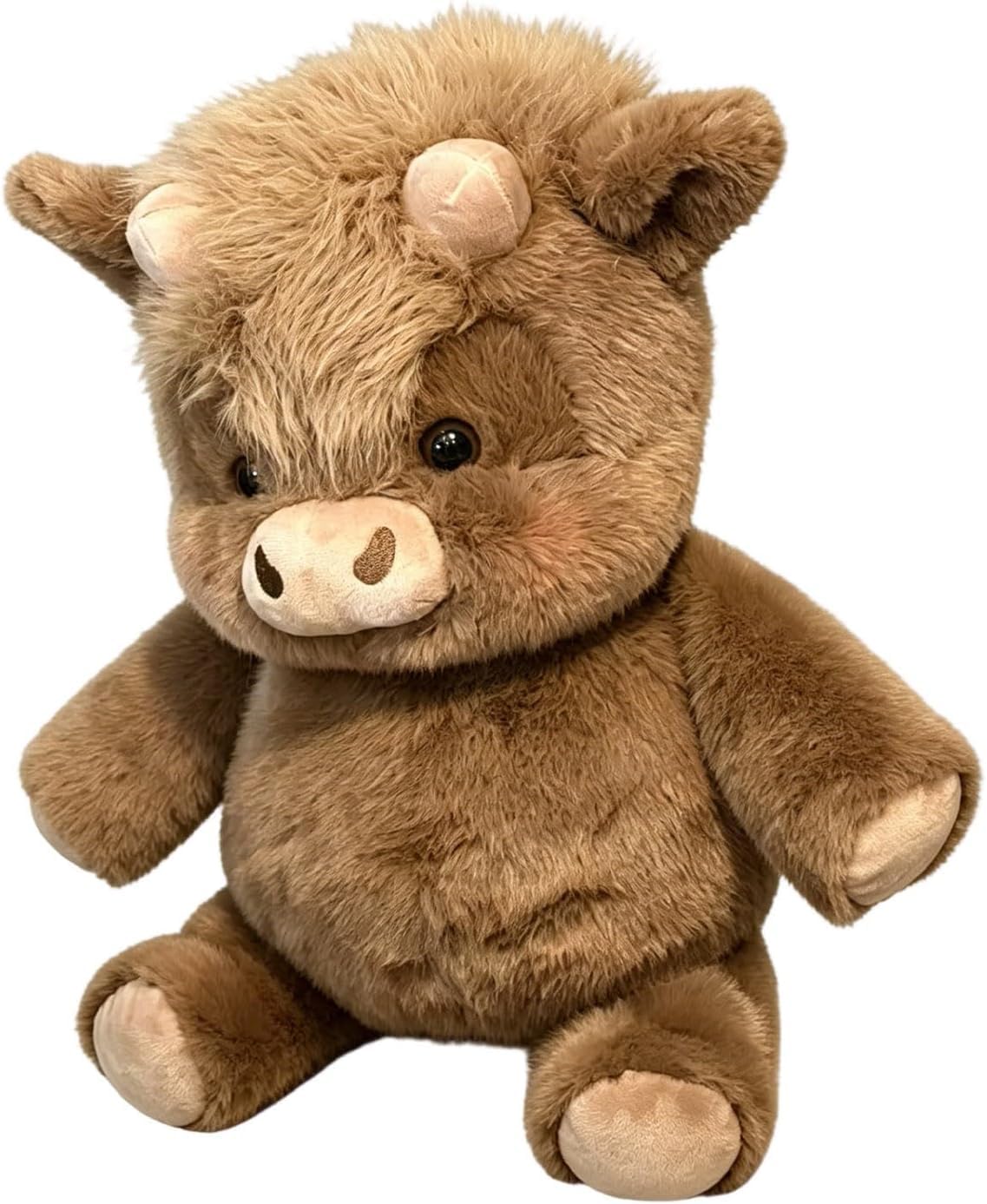 Highland Cow Soft Plush Toy, Adorable Furry Running Highland Cow Stuffed Animal, Cute Soft Plushie Cattle for Stress Relief and Emotional Support (Brown)