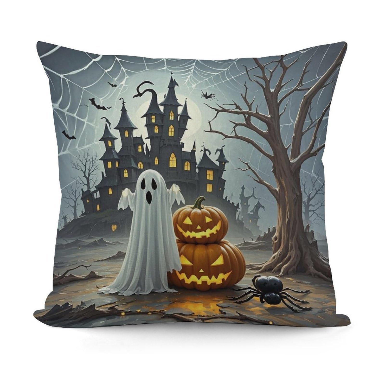 VstaDank Ghost Pumpkin Castle Throw Pillow Cover Soft Square Cushion Cover Art Artwork Pillow Covers Mordern Couch Pillow Covers Decorative Cushion Case for Chair Couch Bedroom Living Room