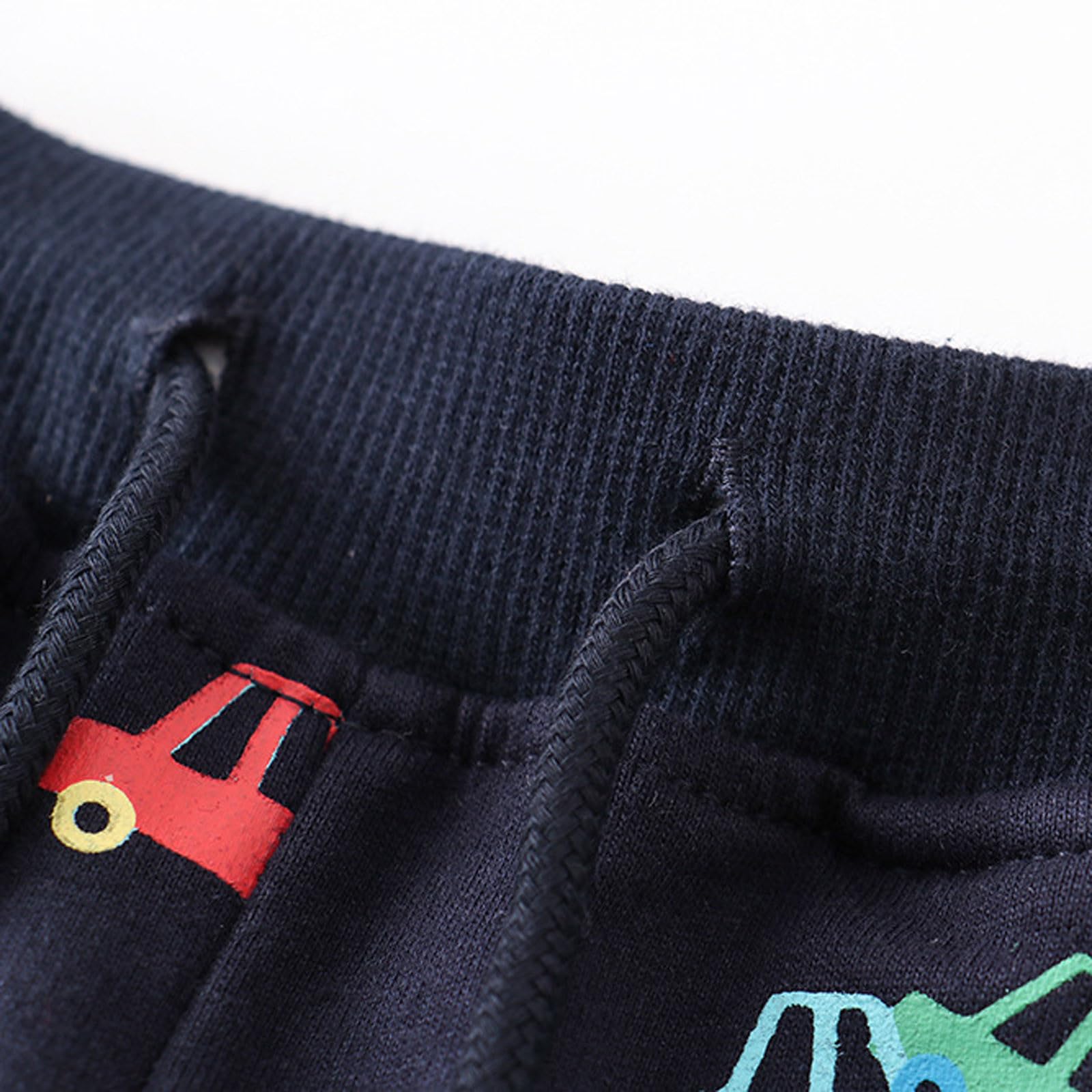 Generisch Short de jogging court pour enfants garçons short en coton excavatrice dinosaure espace planètes couleur unie enfant été pantalon décontracté