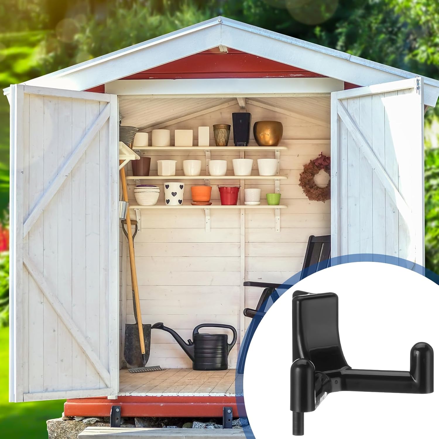 Geelin 8 Pcs Tool Hooks Compatible with Plastic Shed Hanger Wall Organization and Purpose Shed Storage Accessories Hanger and Storage Garage Wall Organization Accessories for Saving Space