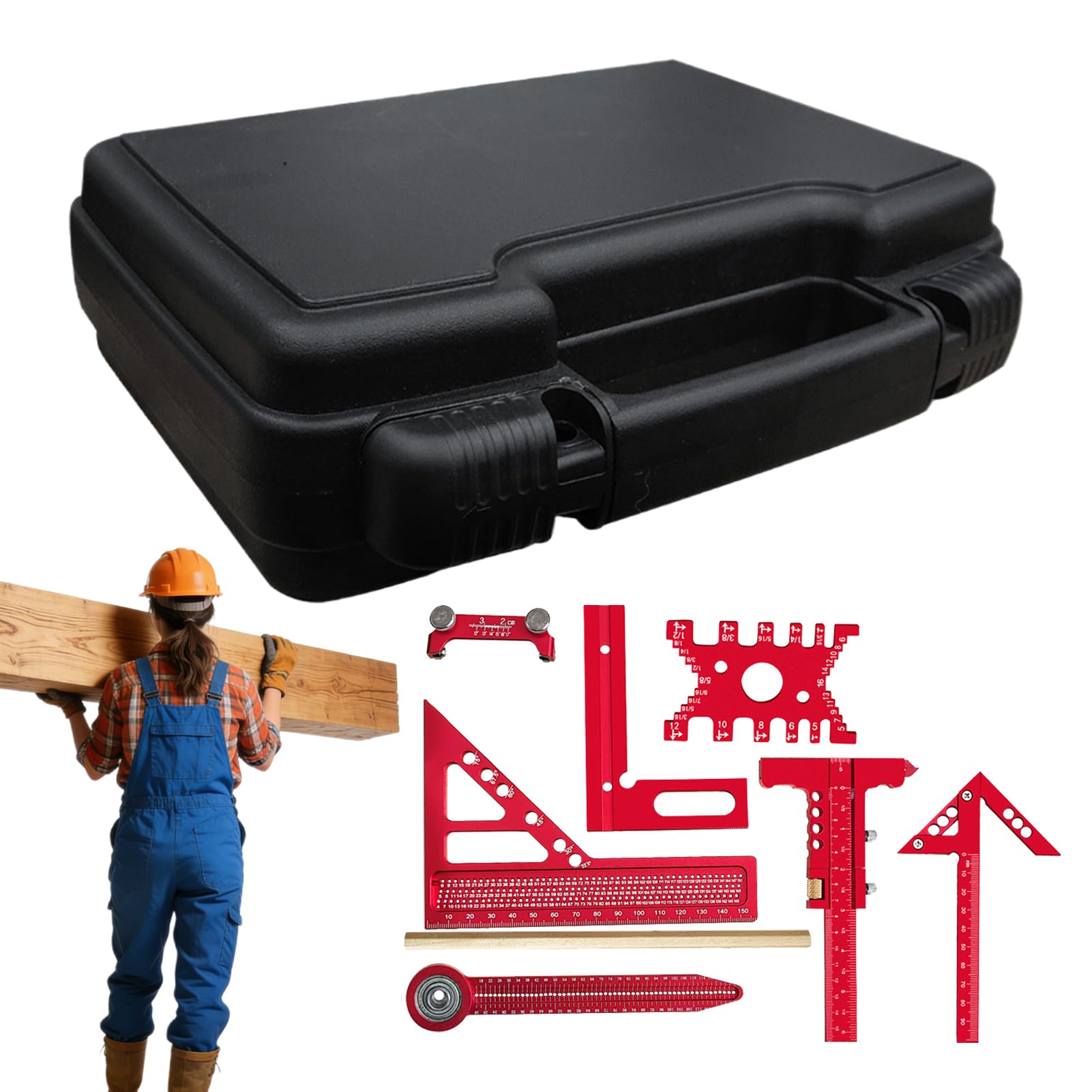 Équerre de Construction Outil de Mesure de Charpente 9 Pièces | Kit Multifonction d'Équerre Rapide pour Sol, Garage, Extérieur, Menuiserie, Construction, Industrie, Meubles