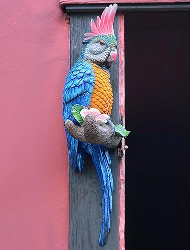Miniatura 9 de coolboy Decoración de loro colgante, estatuas de pájaro, figuras tropicales de aves de resina real, escultura de loro para decoración del hogar,