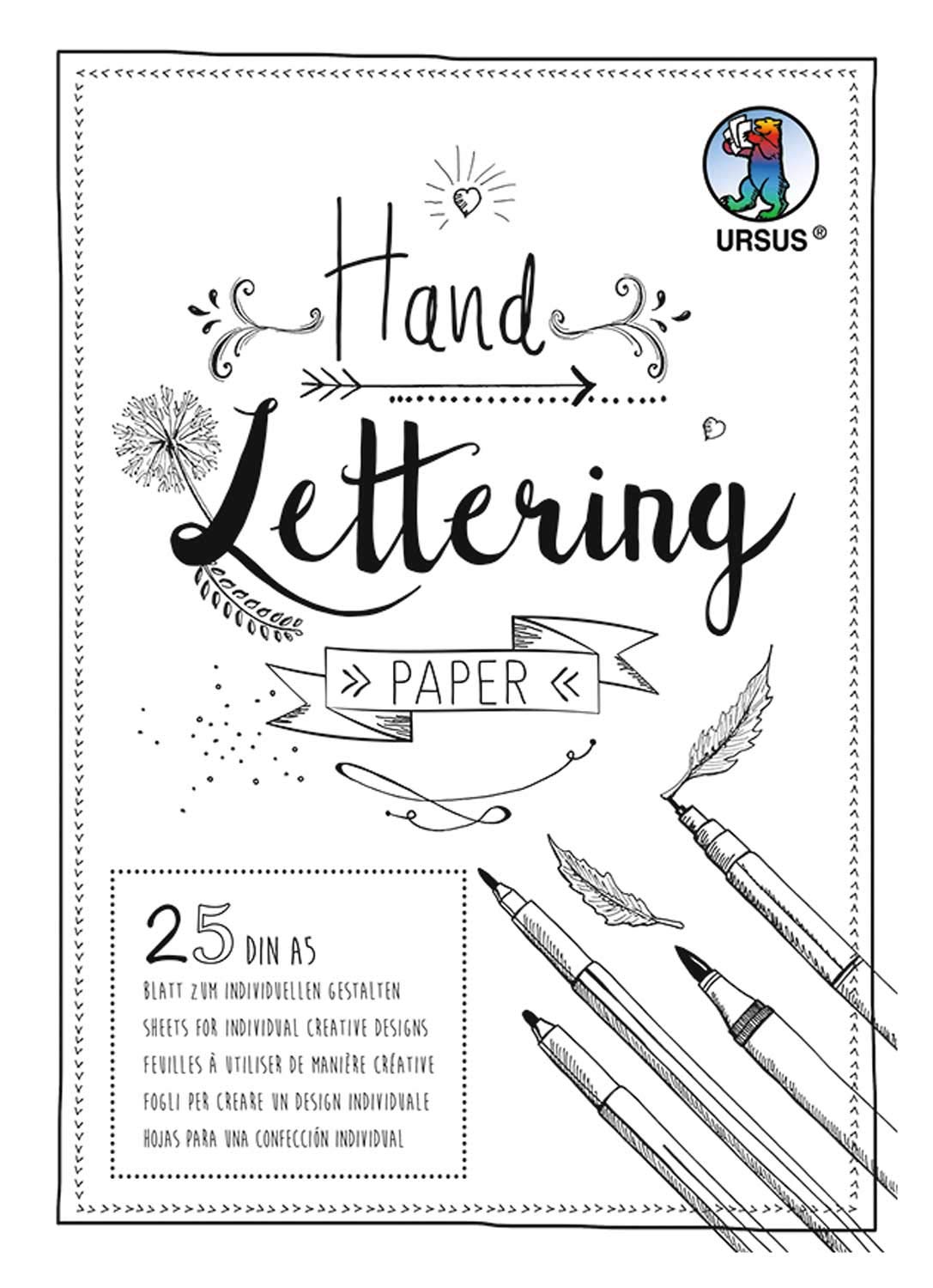 Ursus 24929201 – Hand-Lettering Paper, White, DIN A5, 200 g/m², 25 Sheets of Coloured Cardboard, Ideal Base for Individual Design of Letters