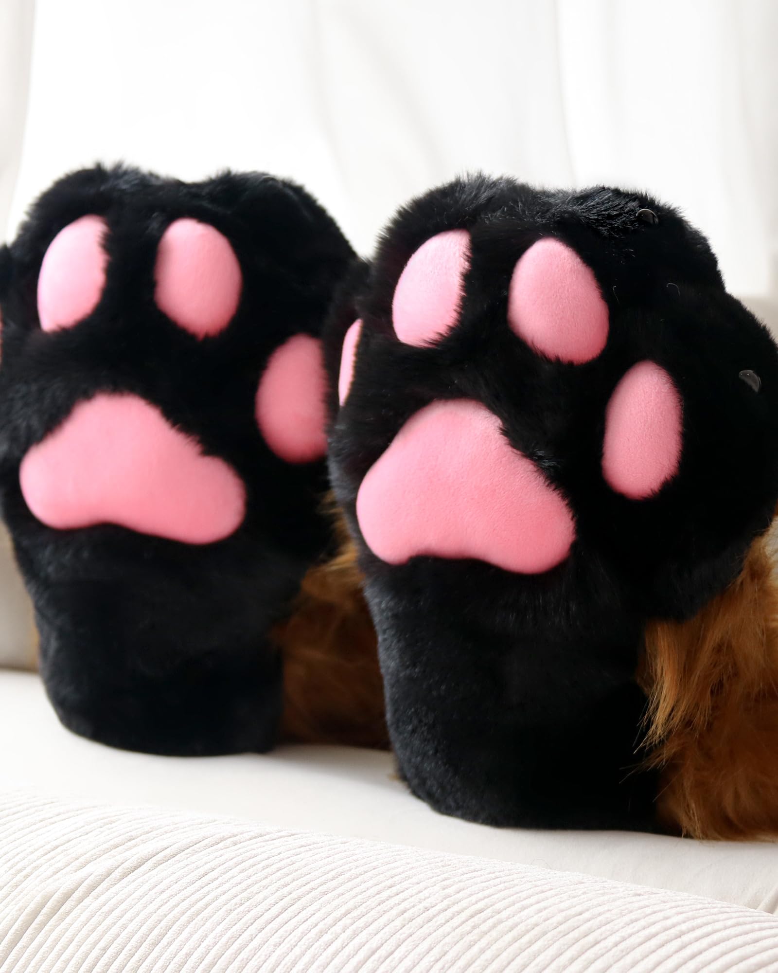 Cosplay Chat Animaux Griffes en Plastique pour Fursuit Pieds Chaussures Pattes Fourrure Chaussons Fourrure Adulte Costume Accessoires Set
