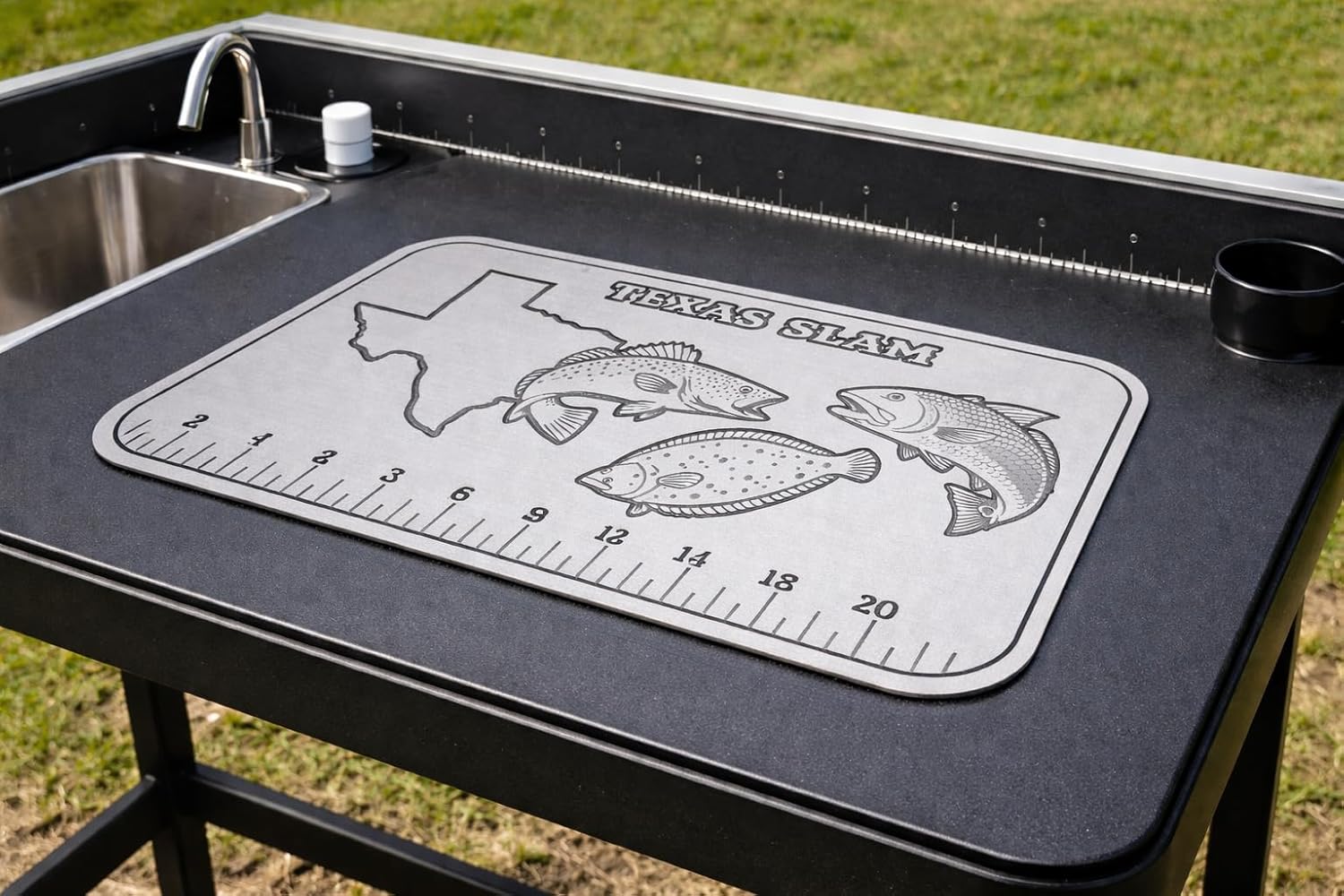 Texas Slam Cooler Pad – EVA Foam Fish Measuring Mat for Coolers | Non-Slip Marine Deck Pad with Ruler | Redfish, Speckled Trout & Flounder | Fishing Cooler Accessory
