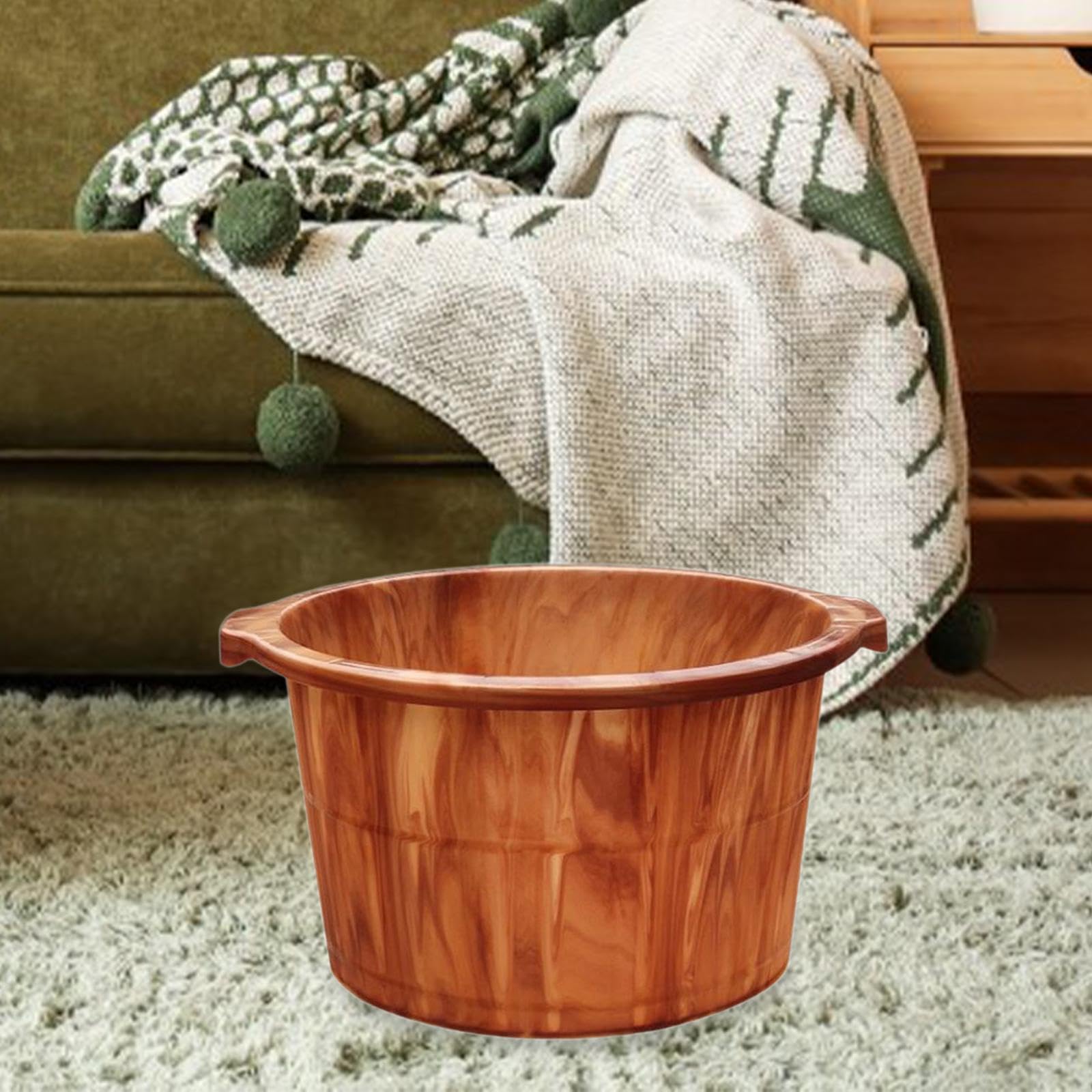 Cubeta de Baño de Pies con Diseño Cómodo Y Fácil Limpieza Balde para Baño de Pies Grande Barreño de para Pies Práctico Recipiente para Spa en E, Marrón Altura 23cm