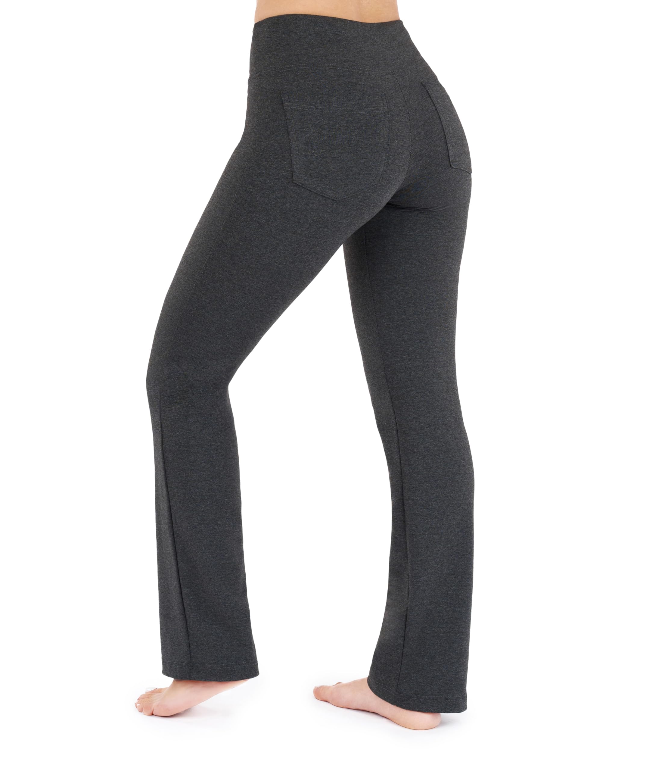 Nirlon Cotton Straight Leg Yoga Pants Back Pockets-CottoNIR
