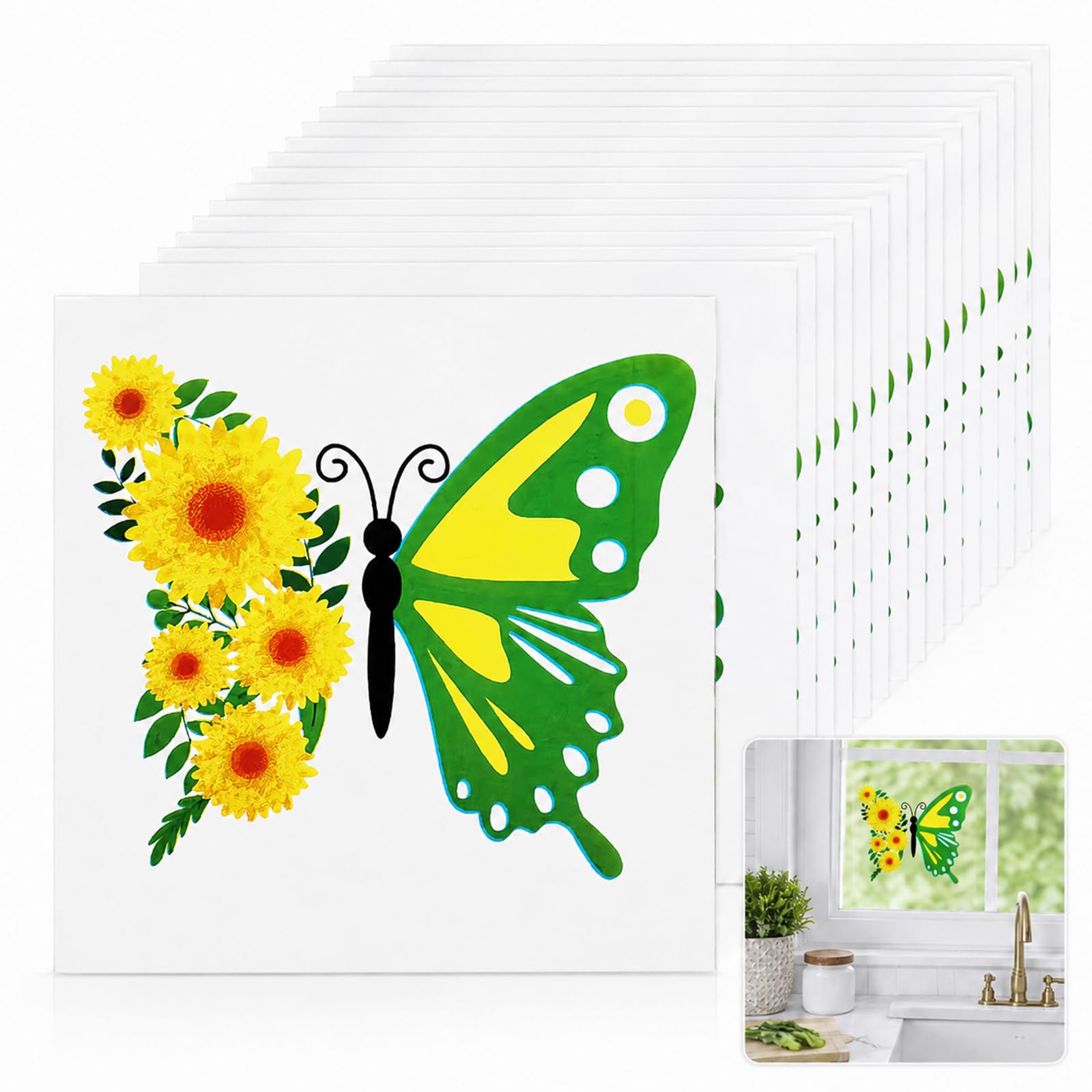 20 PCS Butterfly Window Fly Stickers, Decorative Fly Trap for Fruit Flies & House Flies, Non-Toxic Fly Killer