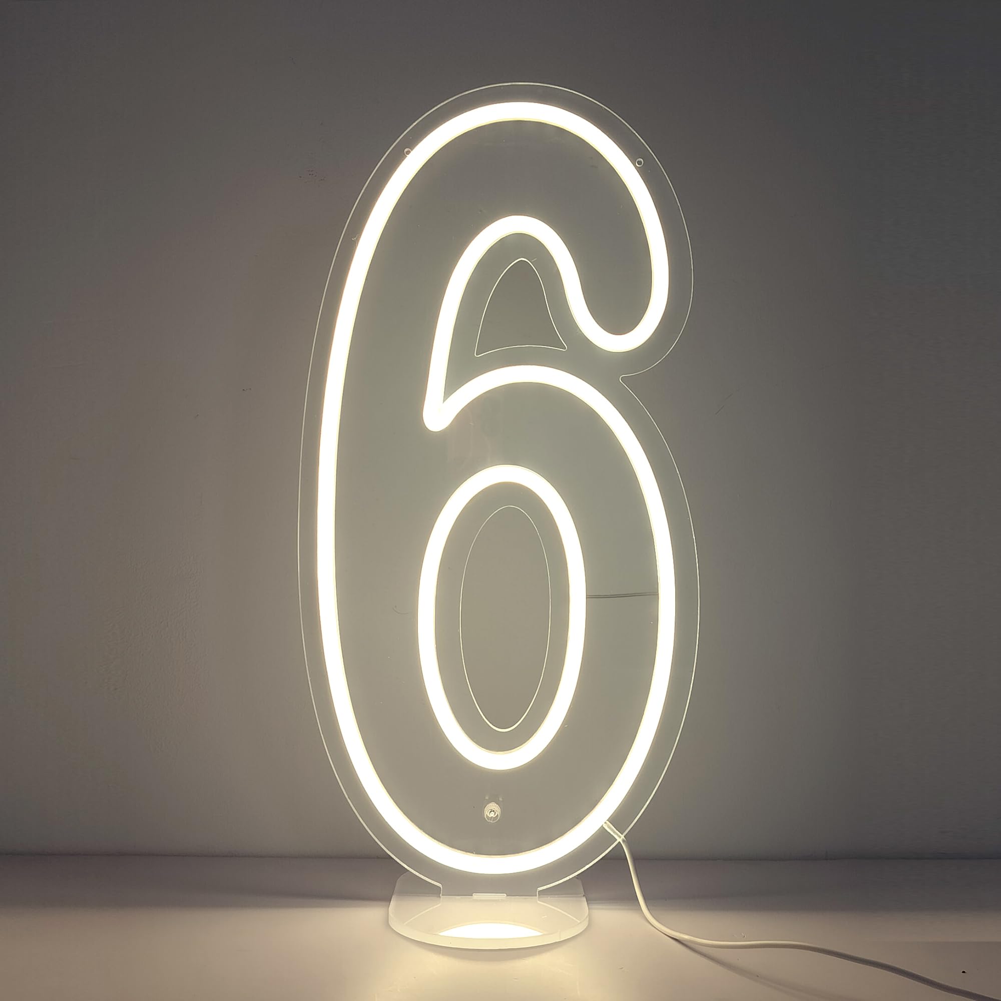DS&DV 10 x 20inch Warm White Led Neon Number 6 Light Sign — image 1