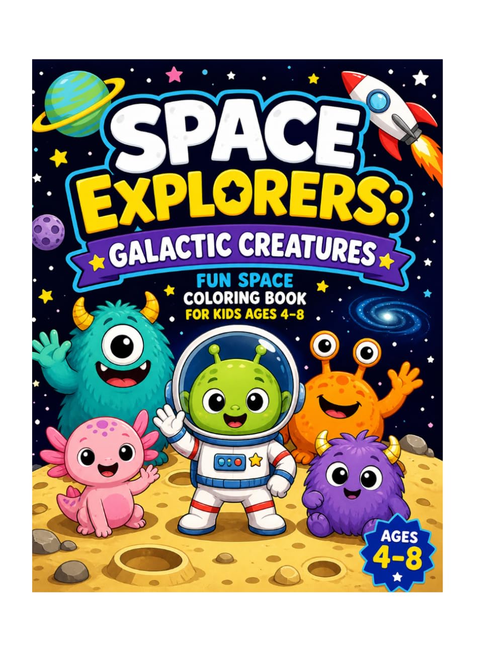 Space Explorers: Galactic Creatures – Fun Space Coloring Book for Kids Ages 4–8