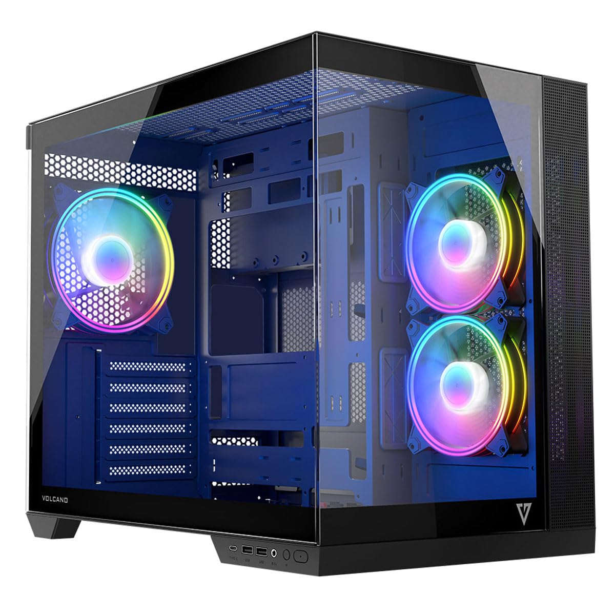 MODECOM Volcano Panorama 3F szara obudowa PC ATX Midi Tower | obudowa komputera gamingowego z 3 wentylatorami ARGB | kontroler ARGB | miejsce na procesor GPU 400 mm i chłodzenie wodą 360 mm