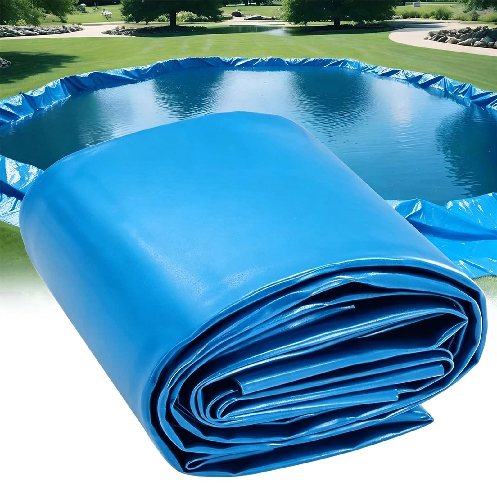 Yopappol Reinforced HDPE Pond Liner, 3x4m 3x12m 4x6m 4x10m 5x5m 6x6m 6x12m Water Garden Liner, UV Resistant Waterproof Tarp for Outdoor Koi Ponds & Aquaculture(4x8m(13.1x26.2ft))