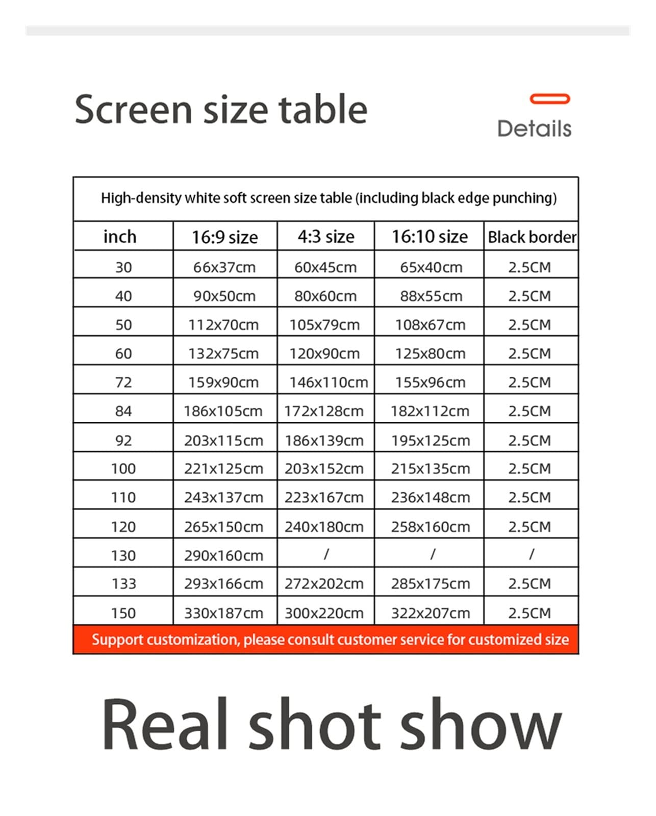 Écran De Projecteur Pliable, 16:9 haute densité 100 écrans de Projection de rideau d'écran de projecteur Portable for projecteur de bureau extérieur à la maison Excellent Effet De Projection(150 inch)