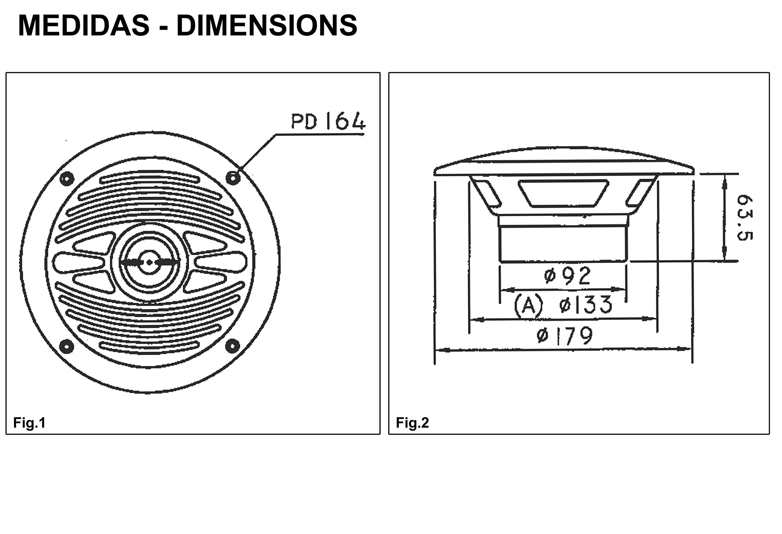 Juego de altavoces marinos KDX-Audio MARINE-165 de 6,5", 165mm, ideal para embarcaciones y sitios húmedos. Color blanco