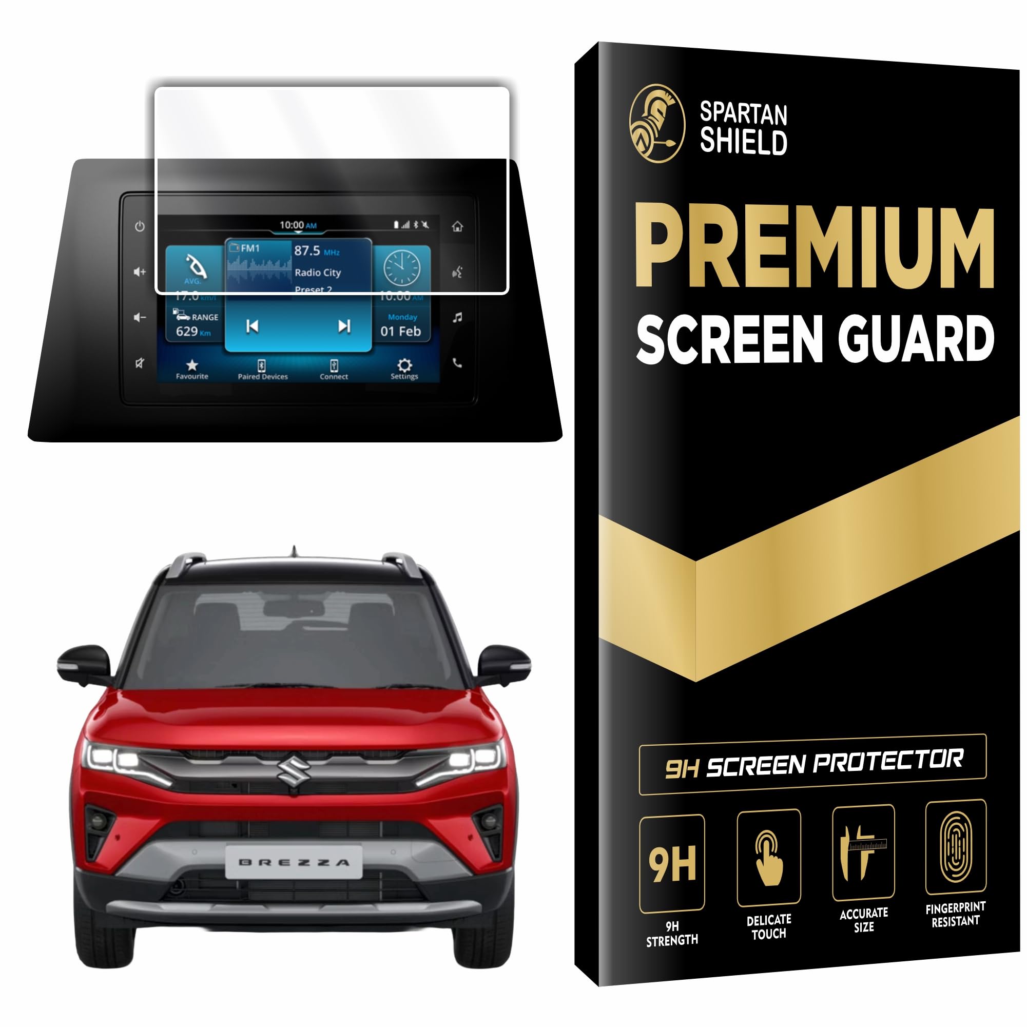 Spartan Shield Screen Protector for MARUTI SUZUKI BREZZA 2026 Facelift || 7-inch Infotainment System Touchscreen Display Guard || Anti Scratch | HD Clarity | Water Resistant || MarutiSuzuki Breeza VXI & ZXI Model Digital Touch Screen Accessory 2026+ [Not Tempered Glass]-image-5