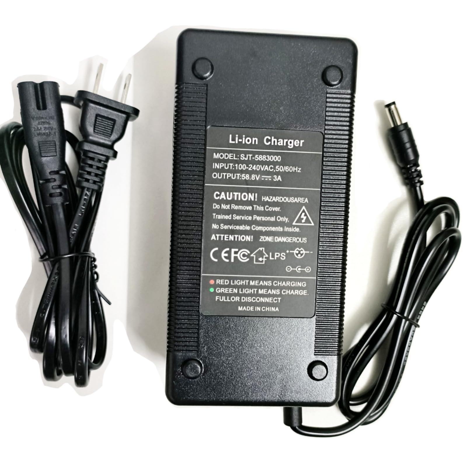 [Verified Fit] 58.8V 3A/ 2A Fast Charger 5.5mm Barrel Plug, Fit 14S 50V 52V 51.8V Lithium Battery for Nanrobot d6 and Other Brands 51.8V 52V Battery Charger Power Supply