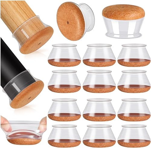 Miniatura 24 de 24 protectores de suelo para patas de silla, protectores de silicona negra para patas de silla, cubiertas para suelos de madera dura, almohadillas