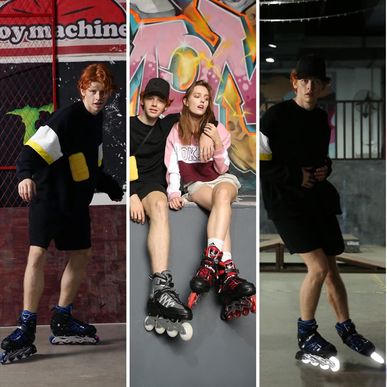 Patines En Línea Ajustables De 4 Tamaños para Adultos Y Niños con 8 Ruedas Iluminadas, Patines Ilie para Niños Y Niñas con Rodamientos Silenciosos ABEC-7, Patines Transpirables para Adultos