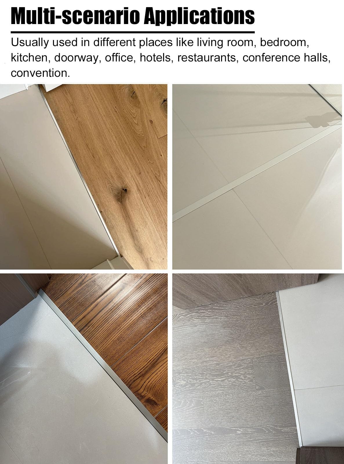 Soglia di Dislivello Pavimento Profilo di Transizione per Soglia Ultra Sottile a Forma di T, 2 Pezzi di Ricambio per La Protezione Della Soglia Della Porta in Metallo(Light Gray,W 15mm)