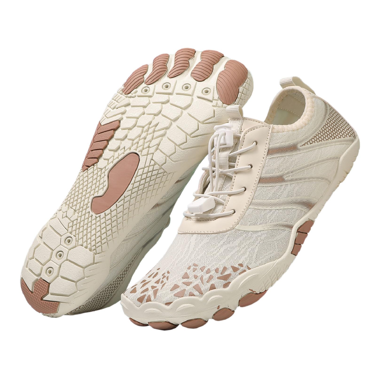Hike Barefoot Shoes Womens Mens, Pro Water Shoes Barefoot Hike Shoes for Hiking, Walking, Swimming, Beach, Pool, River, Wide Toe Box Non-Slip Breathable, Beige 40