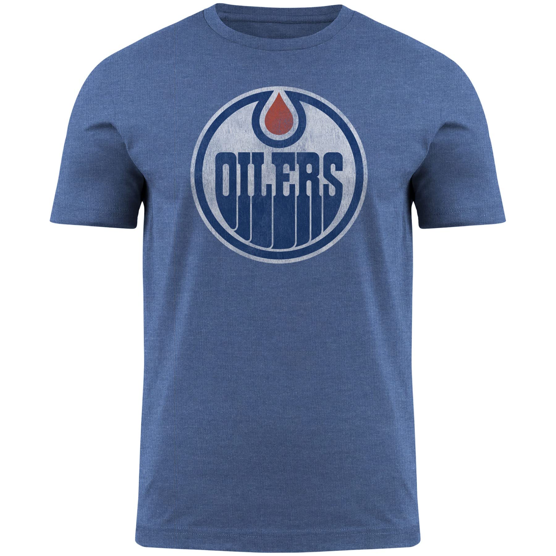 BulletinEdmonton Oilers NHL Primary Distressed Logo Heathered T-Shirt - Royal