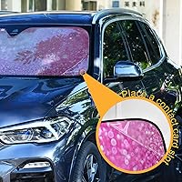 Vista 3 de Parasol para parabrisas de automóvil con estampado de purpurina rosa brillante, bloquea los rayos UV, protector de visera solar, acordeón plegable