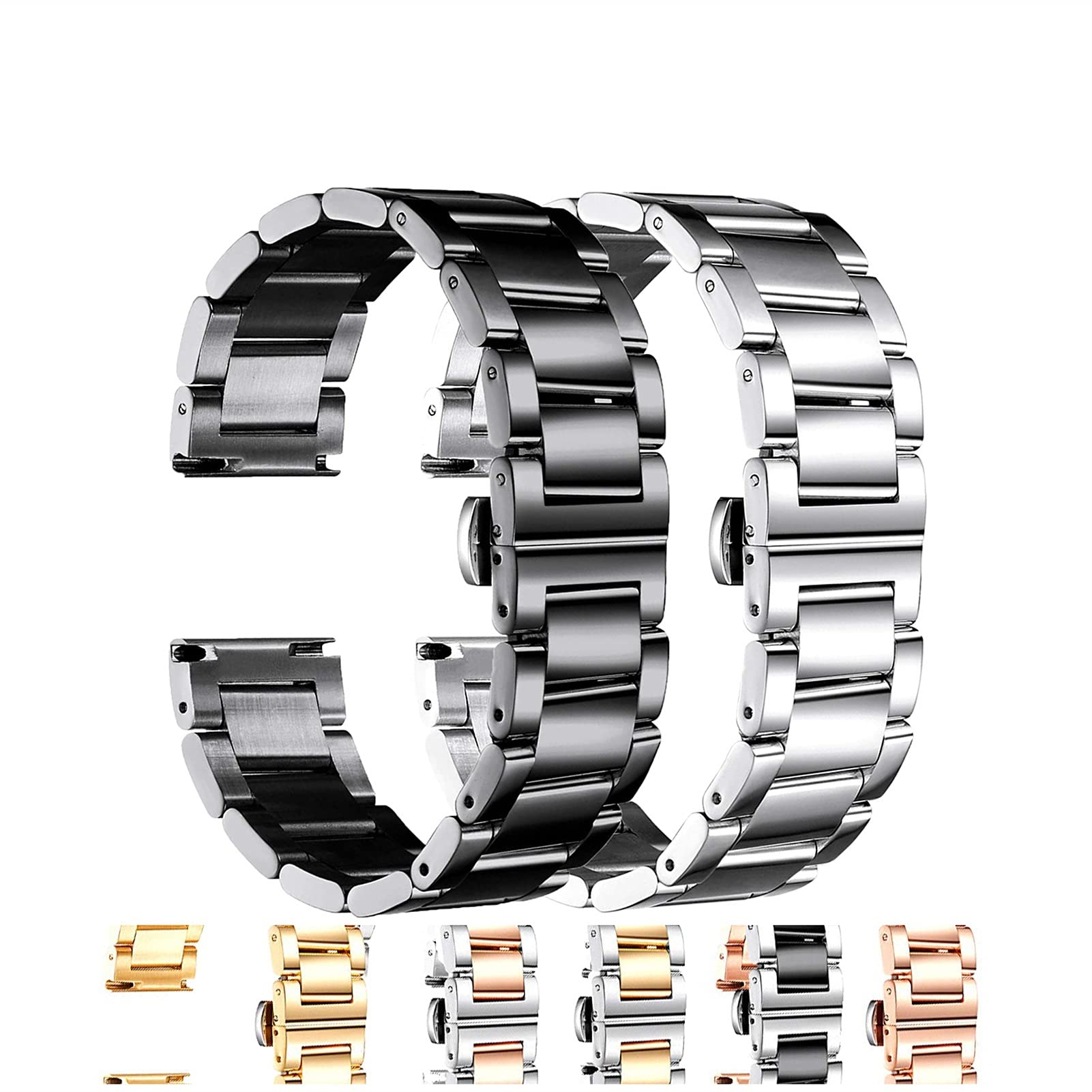 Vantor Bracelet de Montre Bracelet en Acier Inoxydable, avec Ressort Aiguille 12 mm, 13,0 mm, 14 mm, 15 mm, 16 mm, 17 mm, 18 mm, 19 mm, 20 mm, 21 mm, 22 mm, 23,0 mm, 24 mm