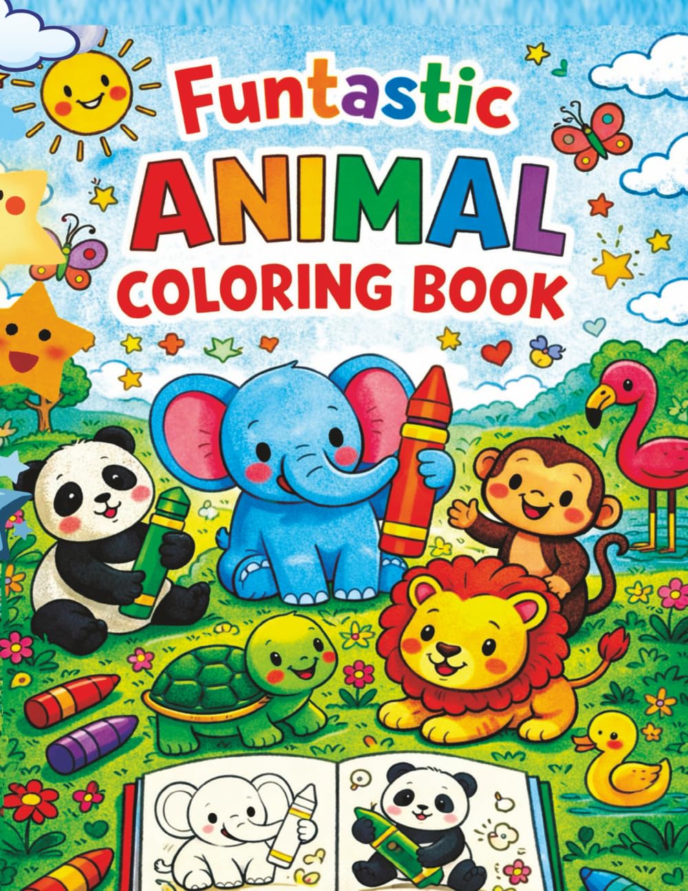 Funtastic Animal Colouring Book: Fun & Easy Cute Animal Coloring Pages for Toddlers and Preschoolers | Simple Bold Designs for Relaxation, Creativity & Early Learning