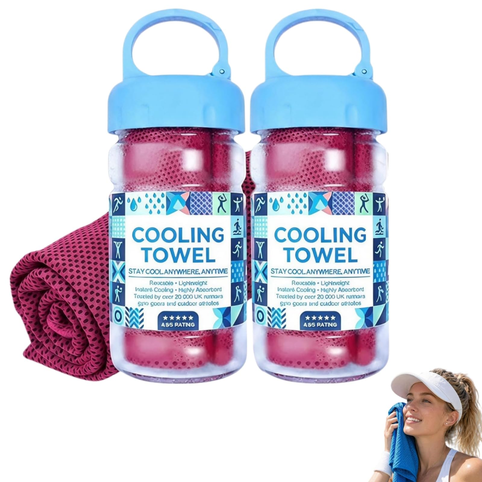Cooling Bottle Sports Towel Absorbent Quick Dry Gym Towel，Magenta 2