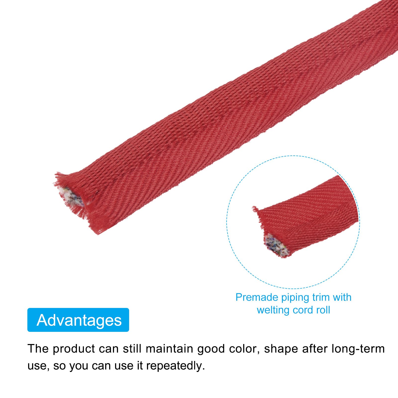 QUARKZMAN Cinta de Cordón de Tubería 30 Yardas 5/8 Pulgadas Cinta de Tubería para Coser Manualidades de Bricolaje Ribete de Borde de Tela Rojo Oscuro