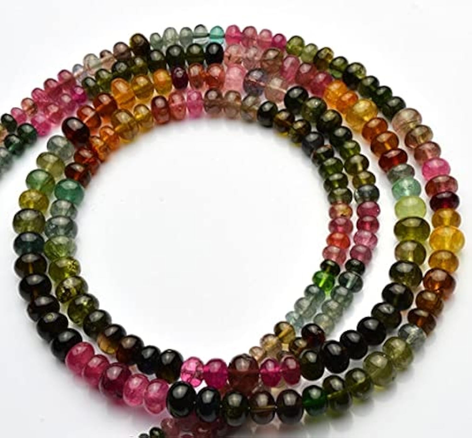 Tourmaline multicolore naturelle LKBEADS perles rondelles lisses d'exception 4-6mm