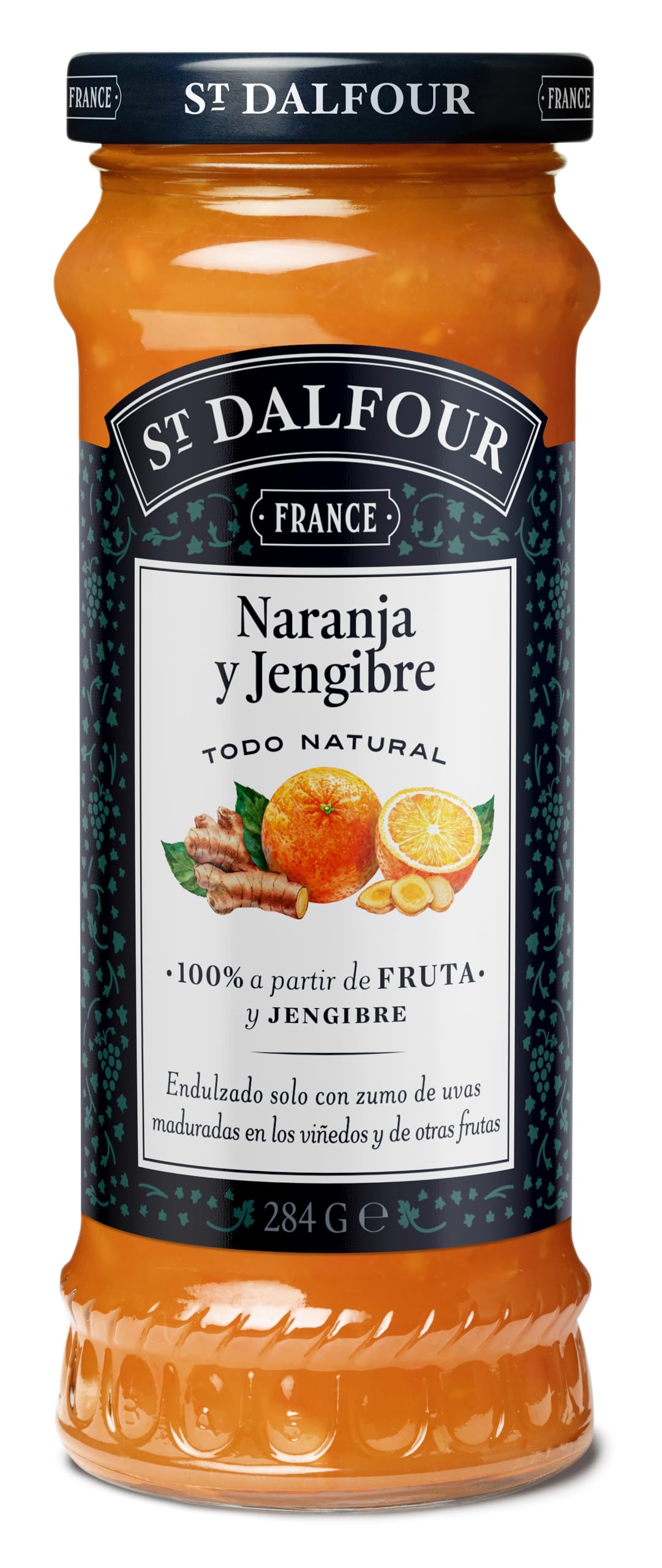St Dalfour JENGIBRE Y NARANJA | Fruta triturada | Mermelada natural 284g | 100% fruta sin azúcares añadidos
