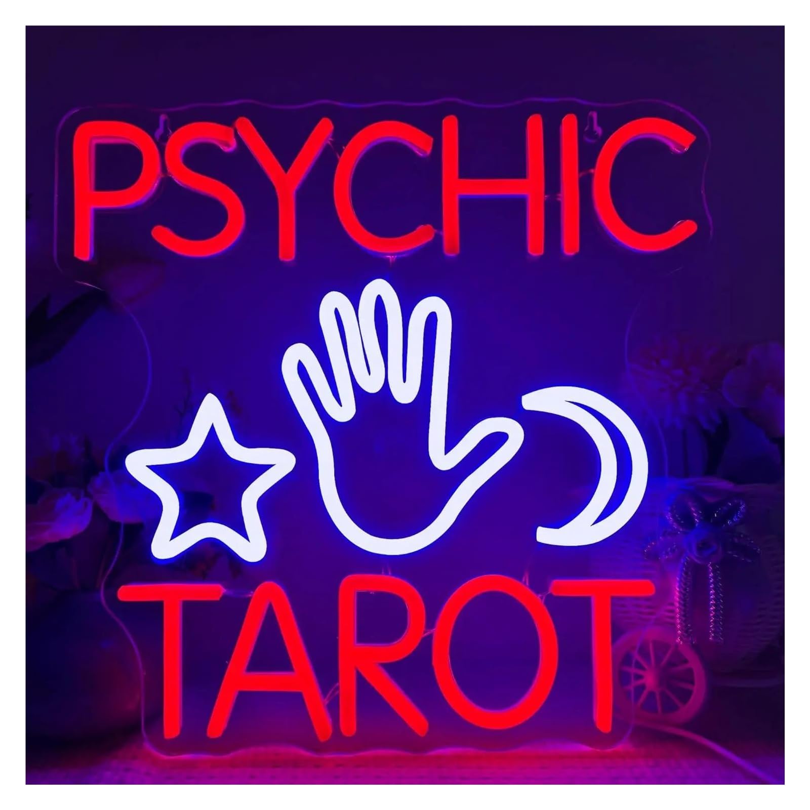 LEMST Signs Lamp Psychic Tarot Neon Signs for Wall Decor USB Dimmable Tarot Reading Room Home and Ambiance Design 32.5x33cm