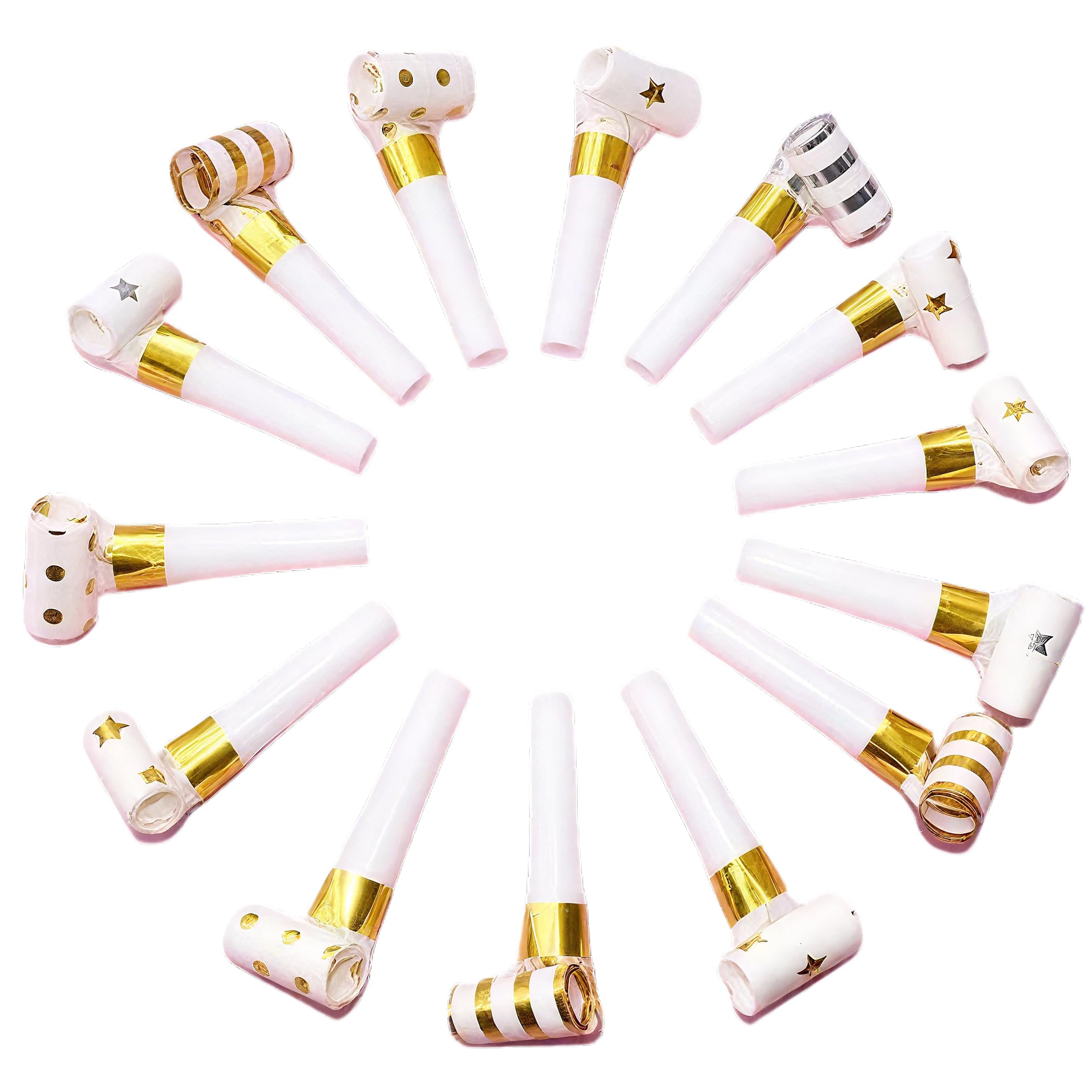 25pcs Party Blowers,Gilding Noisemakers Party Blowouts Squawkers Fringed Noise Maker,Birthday Noisemakers Birthday Blow Horns Party Whistles (25PCS