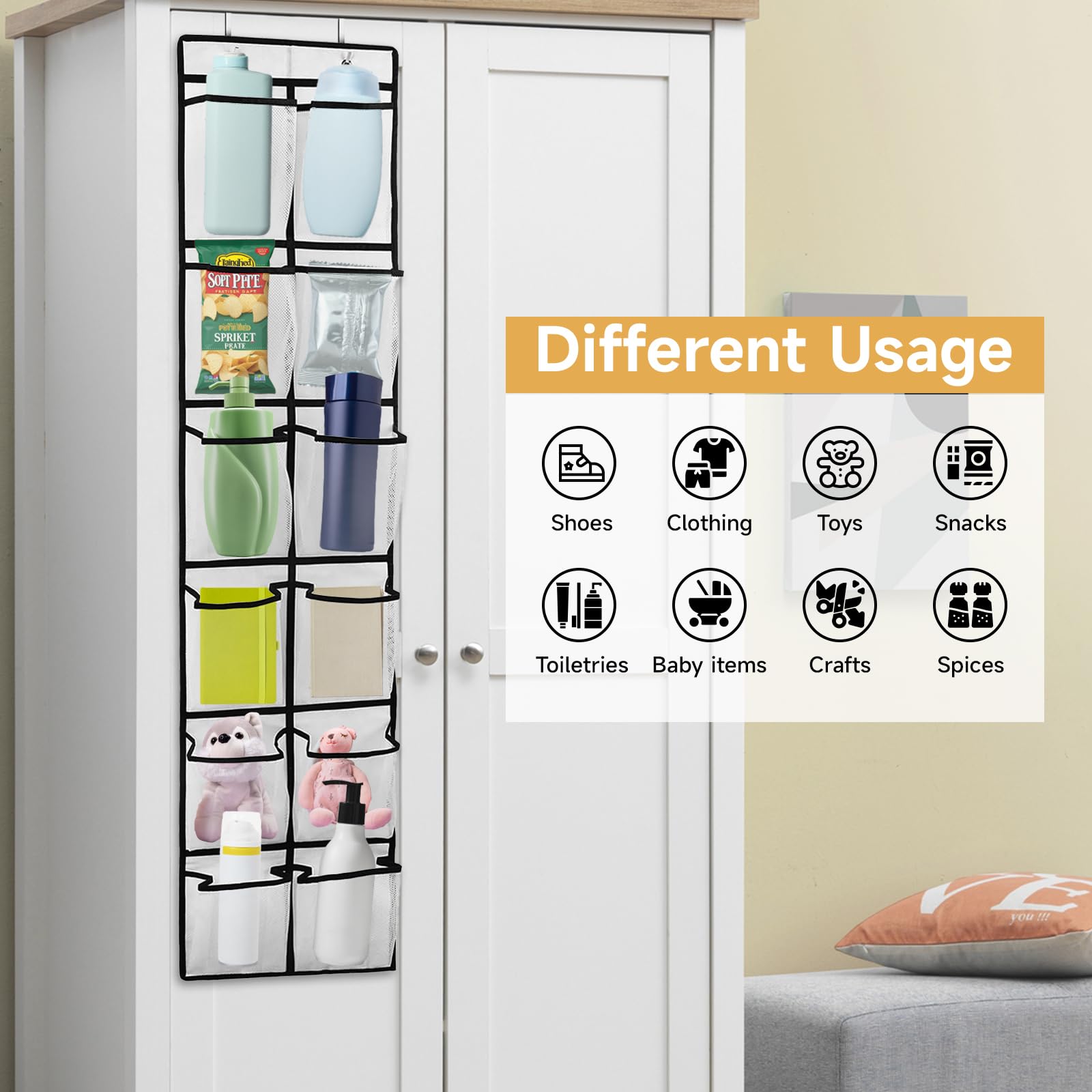 Water Bottle Organizer,Over The Door Organizer With 16