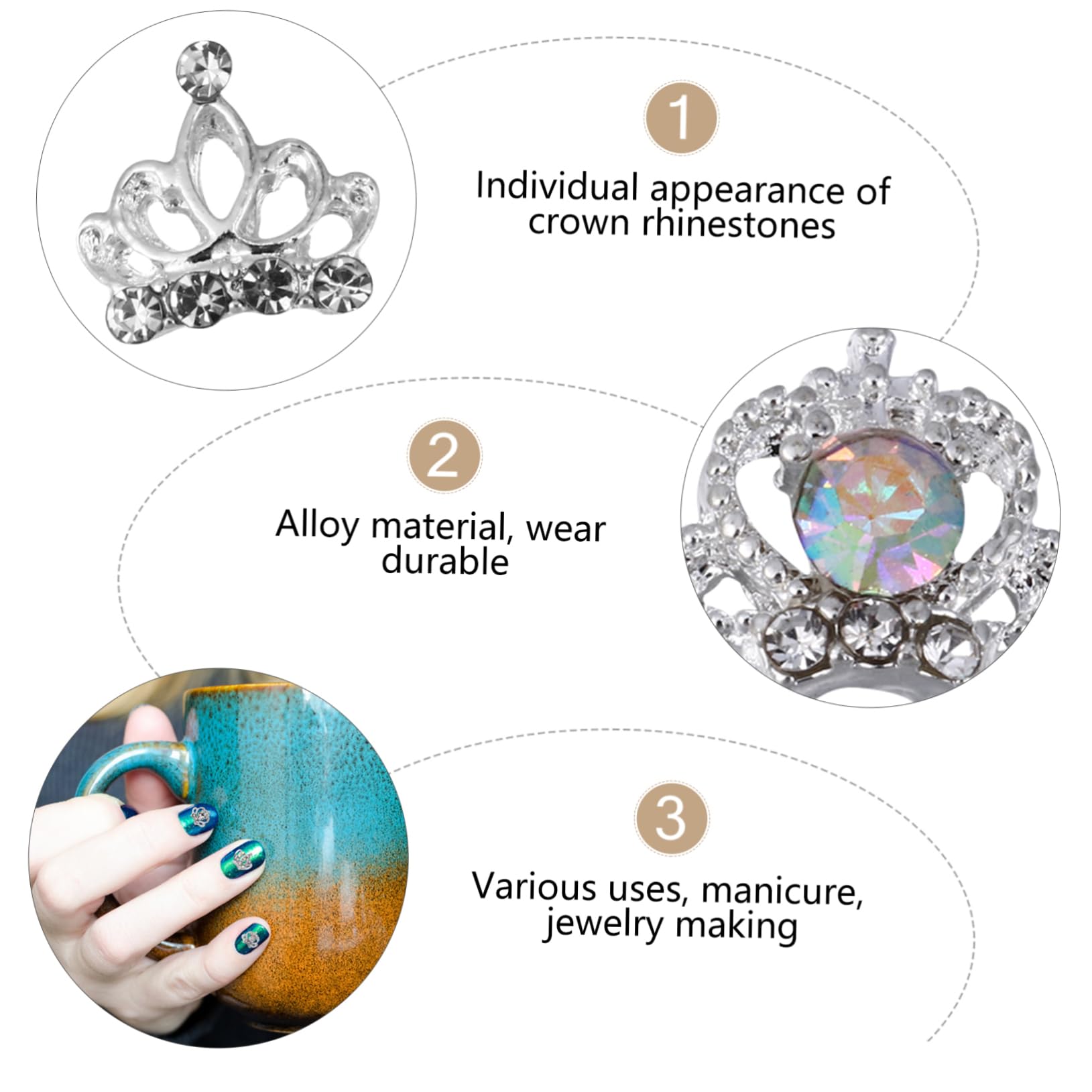 FOMIYES 3 Set Di Ciondoli Per Nail Art A Forma Di in Lega Per Decorazioni Di Unghie Strass Accessori Per Manicure Alla Moda 50 Pezzi*3