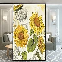 Vista 1 de Película decorativa de privacidad sin pegamento para ventana, diseño de girasol, puerta de vidrio, ventana, calcomanías para ventana para el hogar