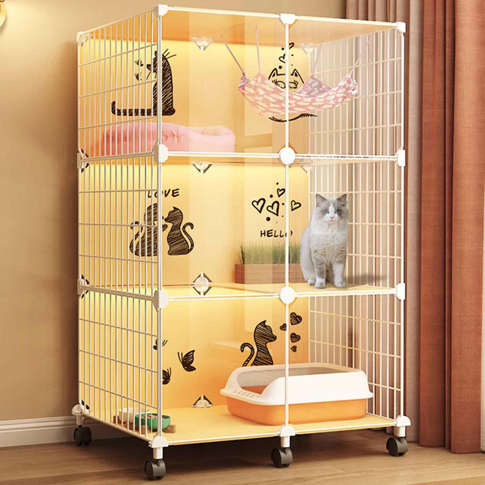 Generico Gabbie per Gatti da Interno, Grandi, per Animali Domestici, Staccabili, recinti per Gatti da Interno, recinto per Gattini da Interno, con carrucole a 360°, Design Trasparente, Facile da spos