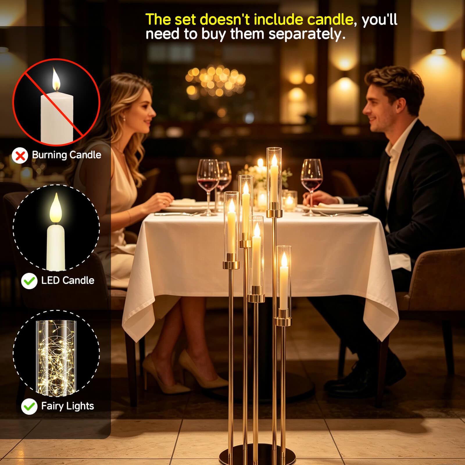 Set di 4 candelabri a 5 bracci oro Centrotavola 104,3 cm per