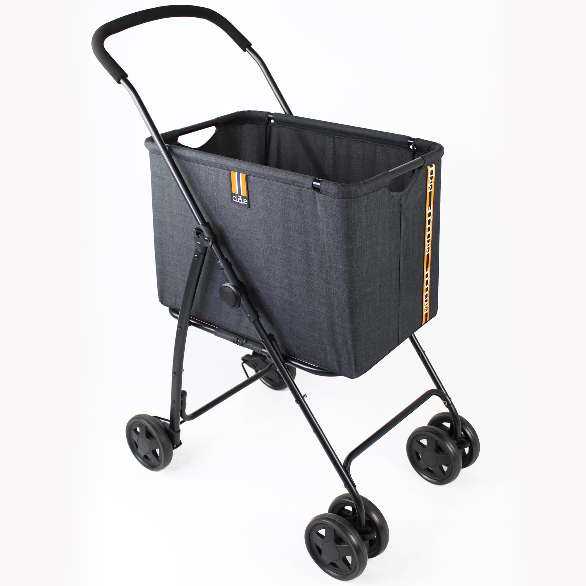 Mila moderno carrello della spesa, cestino rimovibile, porta - 15 kg/33 lbs, pieghevole, freno a pedale, manico morbido, tessuto resistente. Doppia ruote anteriori, manovrabilità a 360