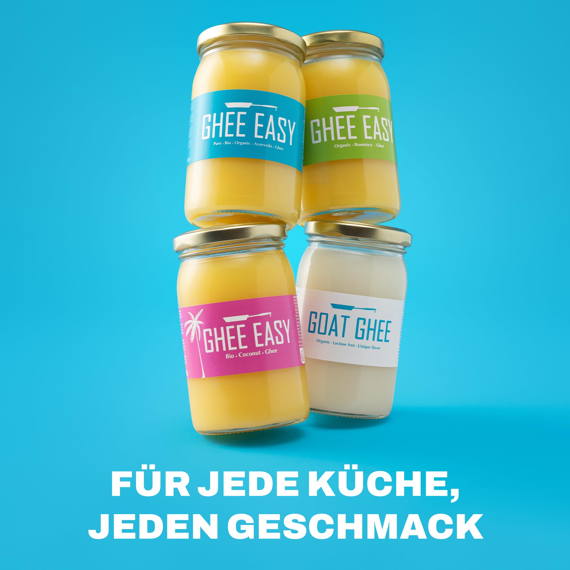 Ghee Easy 850g Ghee Bio von Grasgefütterten Kühen - Ghee Butter ohne Zusatzstoffe - Zertifiziert Organisch & Biologisch - Hochreines Ayurveda Ghee ohne Laktose und Gluten - 100% Europäisch