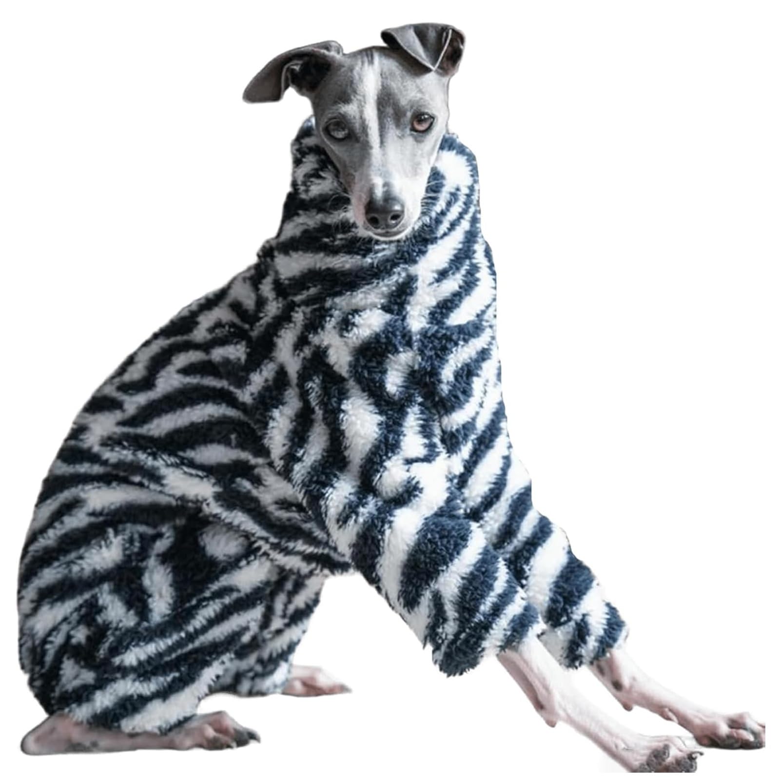 Soft Fleece Greyhound Onesie Clothes Turtleneck Dog Winter Coat Full Body Warm Whippet Pajamas Pjs Pet Cold Weather Outfits for Small Medium Dogs(Black,L)