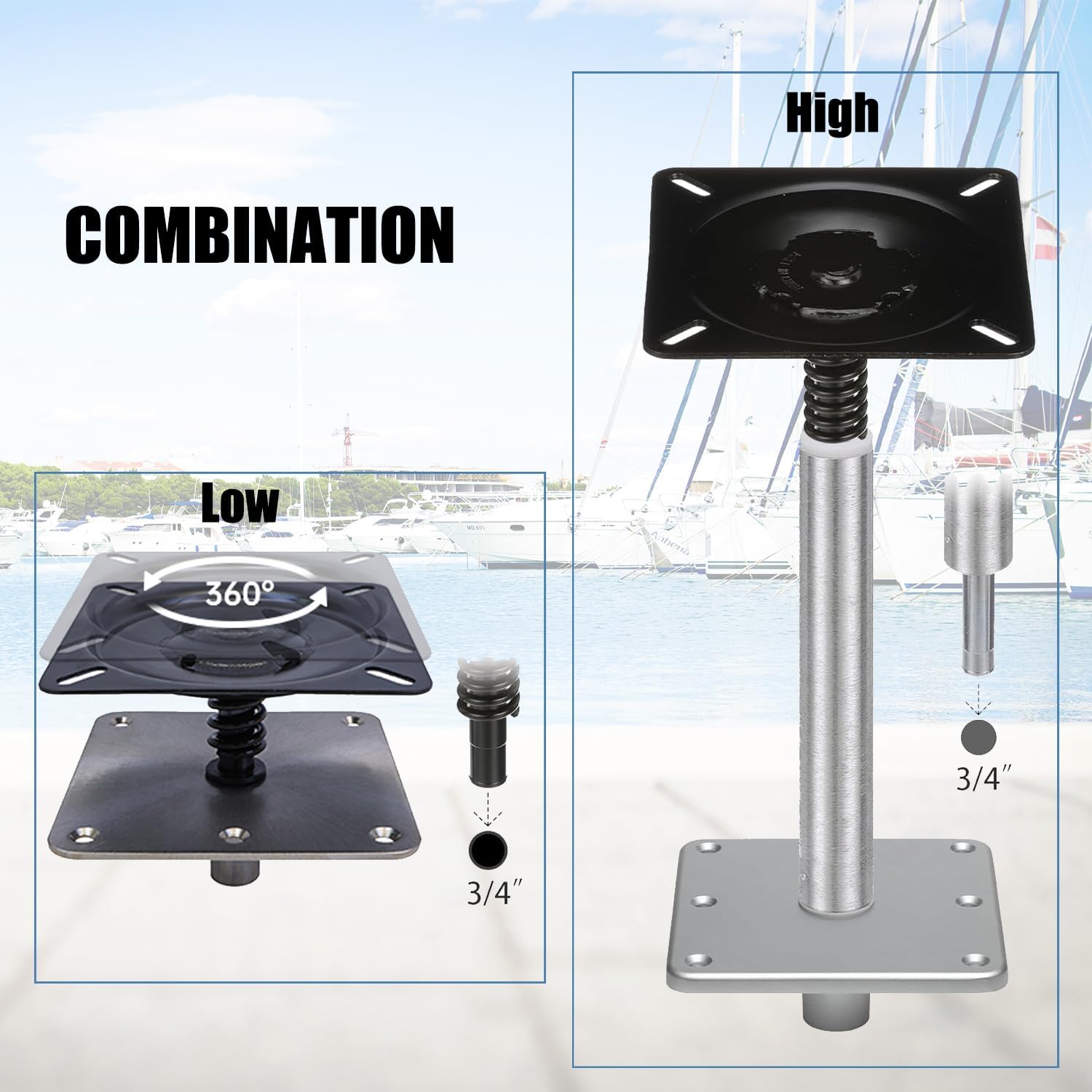 Marine-Grade Boat Seat Pin Mount With Shock-Absorbing