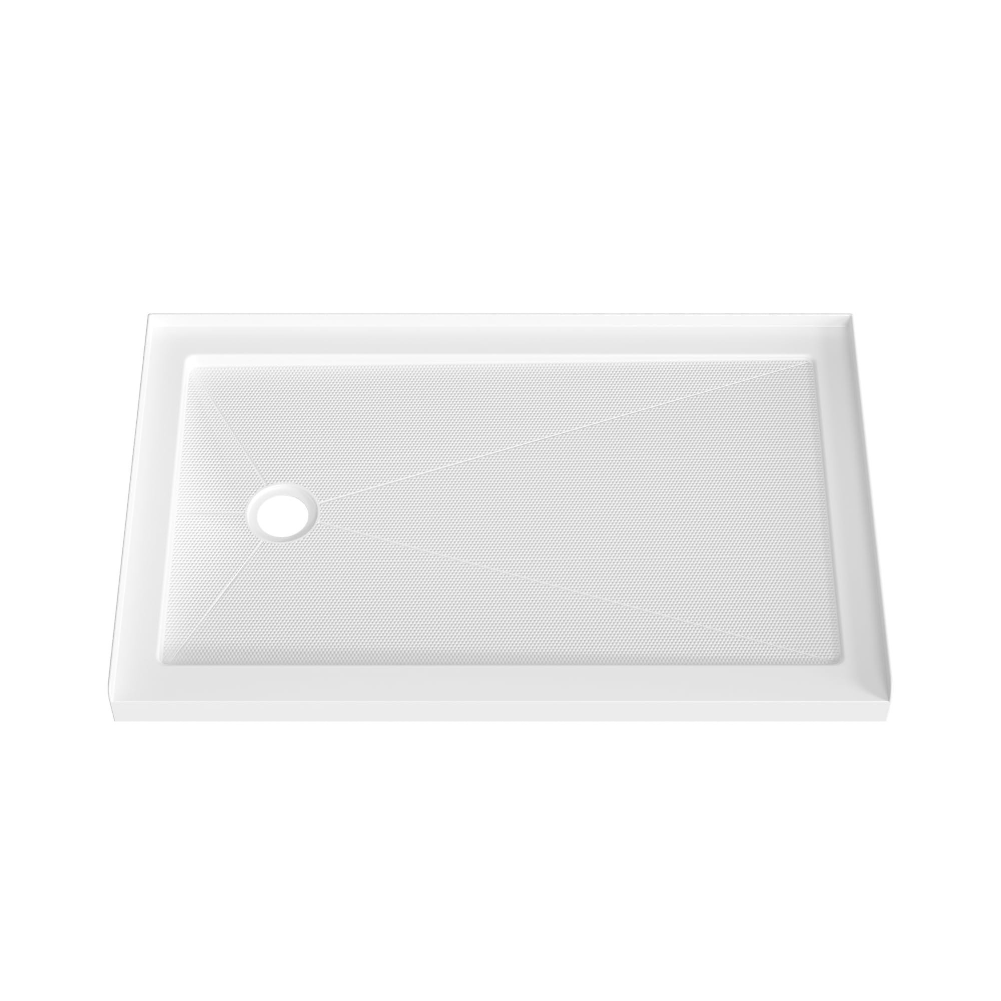 DeerValley 48"L X 30"W Shower Base in White with Single Threshold, Left Drain Location, Rectangle Acrylic Alcove Shower Pan for Bathroom, Non-slip Design DV-1SB0107L